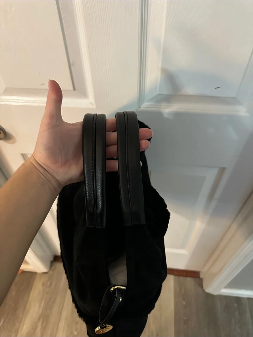 UGG Black Suede & Shearling Tote